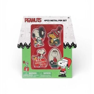 Peanuts Snoopy Christmas Metal Pin Set 4pc Holiday Enamel Pins Charlie Brown
